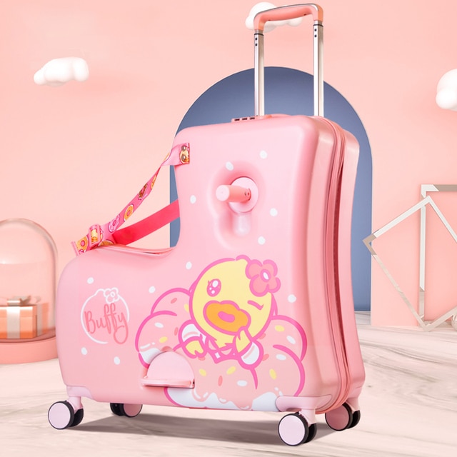 Cute Pony Cartoon Scooter Suitcase Can Sit and Ride Travel Suitcase on wheels 20 | Fugo Best